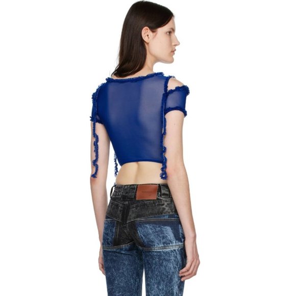 Brand New Barragan Cut-out Semi-Sheer Mesh Top Size S - Picture 2 of 7